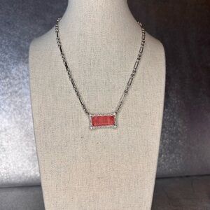 Bomb Party Lab Created Rose Quartz Necklace on Rhodium Plating NK23005